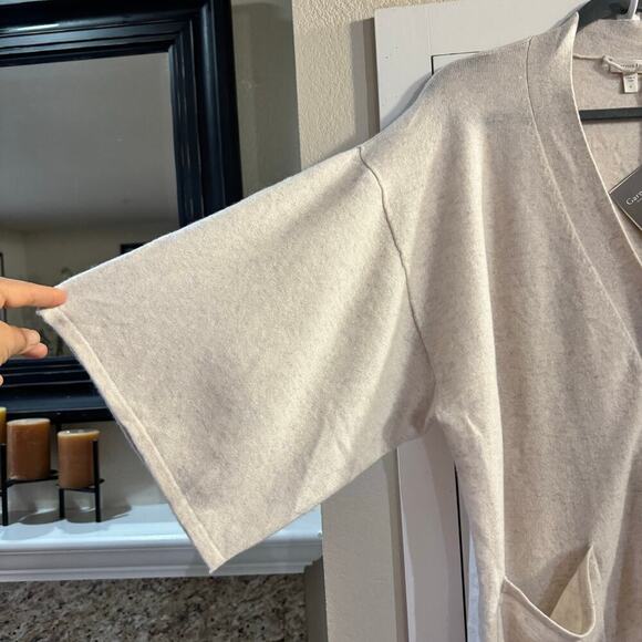 NWT Garnet Hill Oversized Cashmere Sleep Cardigan Cream Size Small Neutral Luxe - Picture 7 of 8